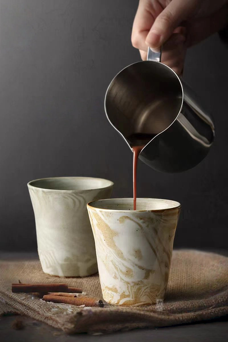 Handcrafted “Drifting Clouds” Swirl Ceramic Tumbler — Three Colors