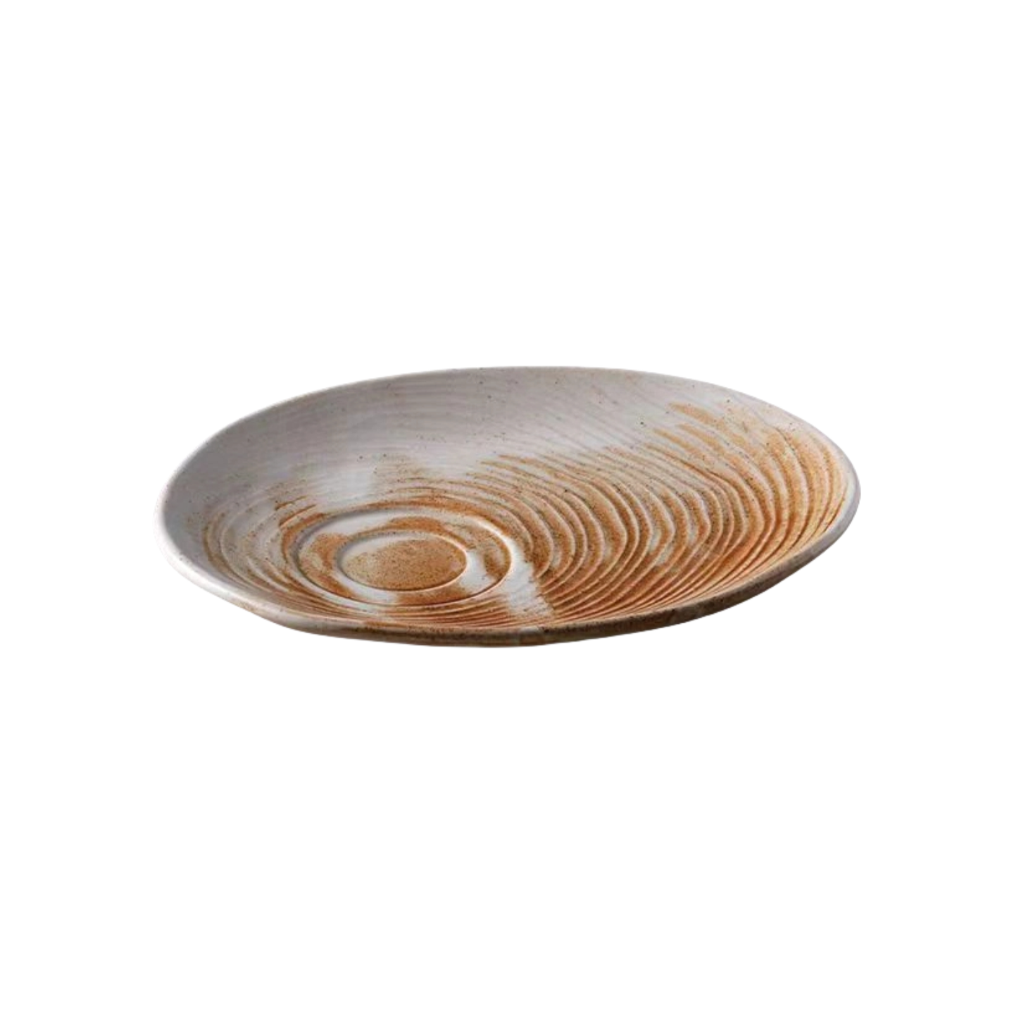 Brown Tree-Ring Textured Ceramic Coffee Cup & Saucer Set