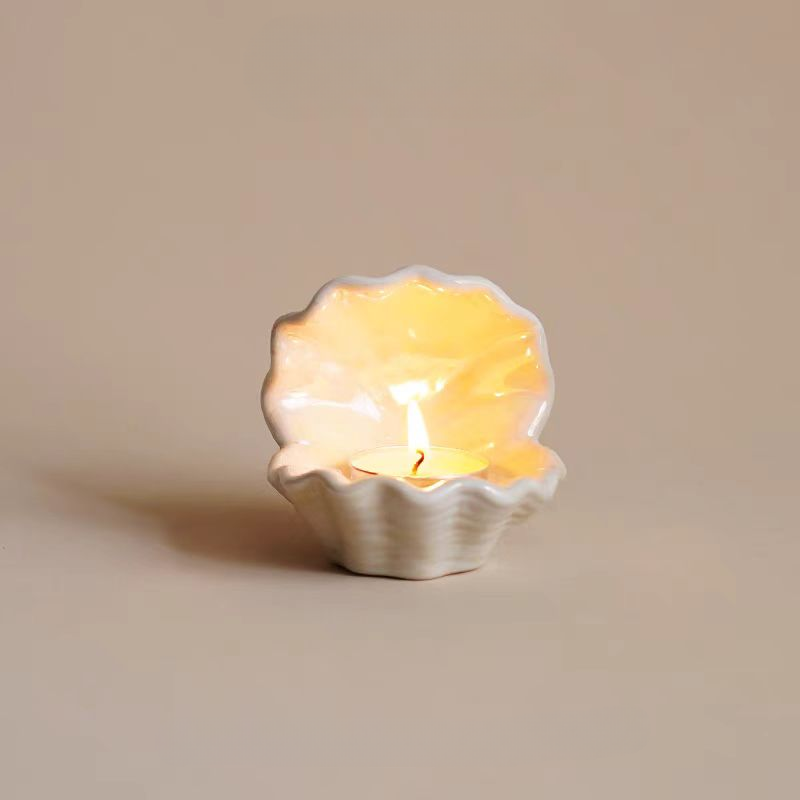 White Shell Ceramic Candle Holder