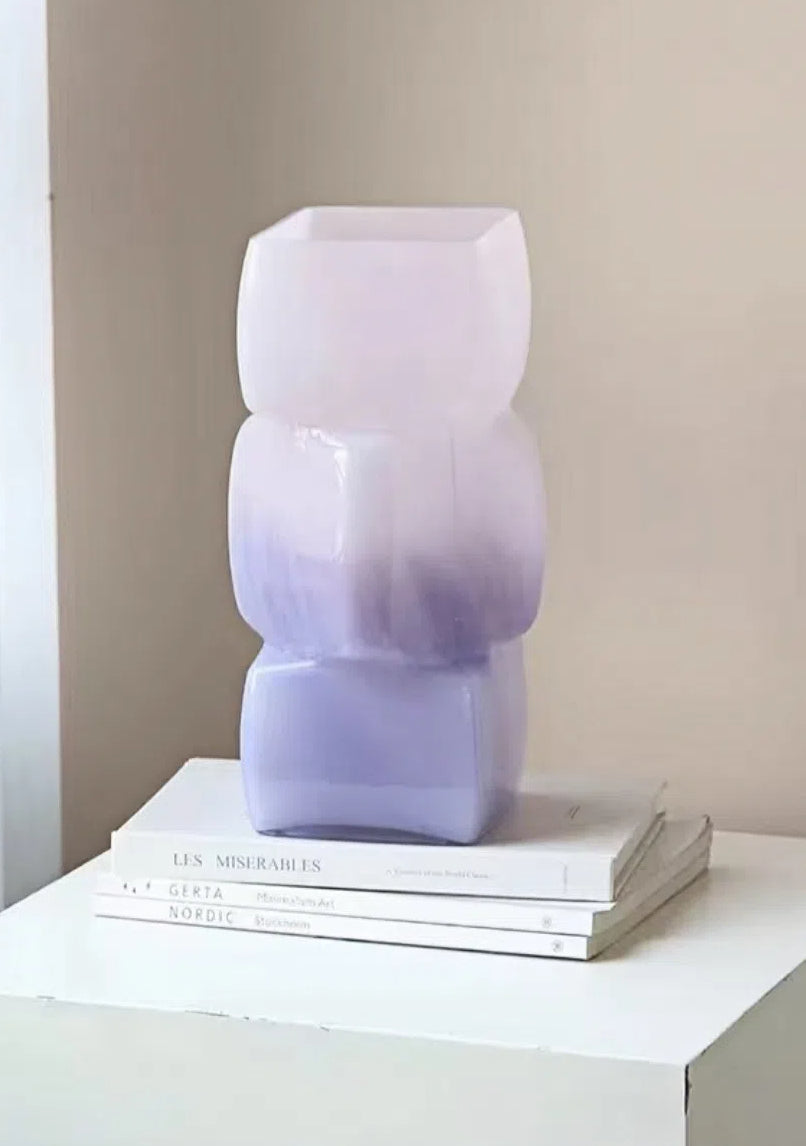 Satori Ombre “Sugar-Cube” Vase — Purple (3-Block / 4-Block)