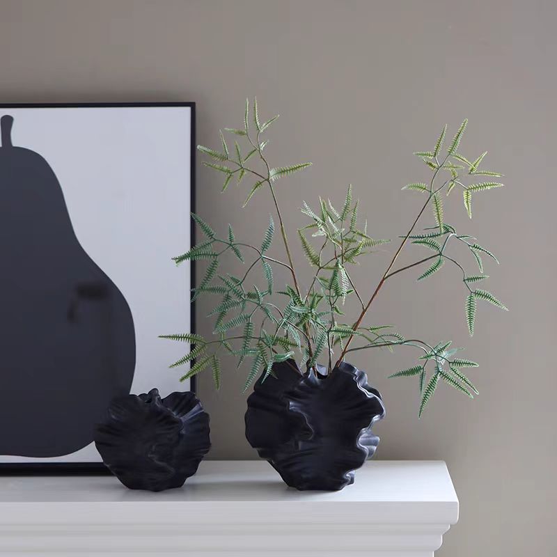 “Illusion” Matte Ceramic Vase — Wabi-Sabi Form in Black or White