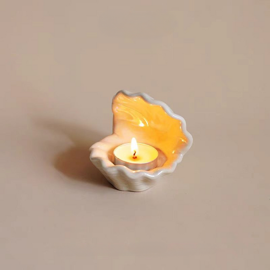 White Shell Ceramic Candle Holder