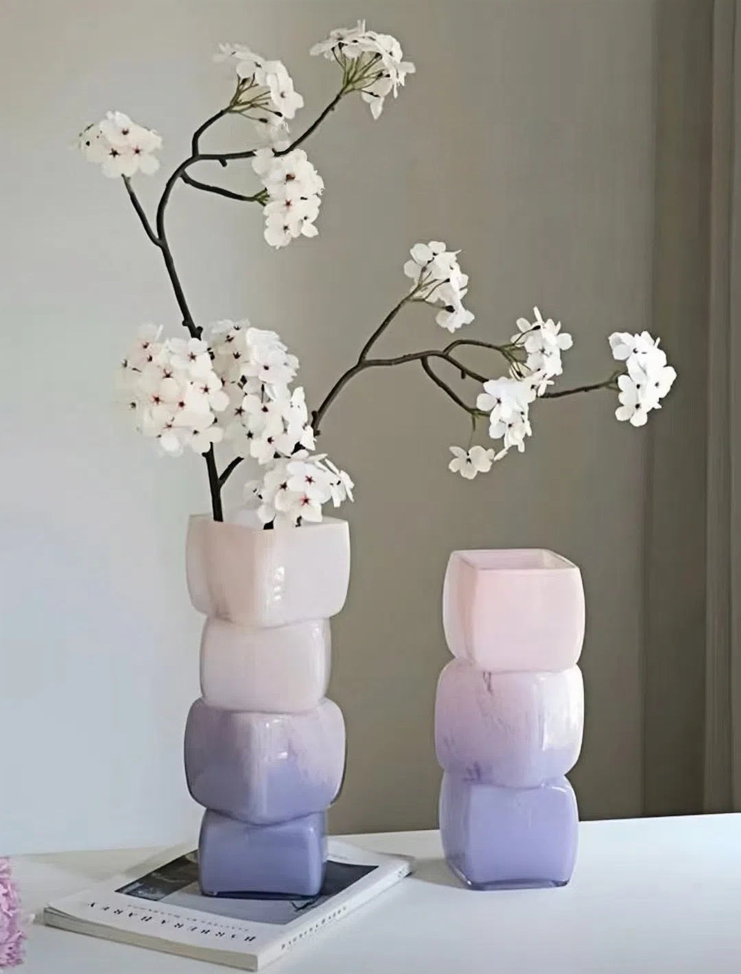 Satori Ombre “Sugar-Cube” Vase — Purple (3-Block / 4-Block)