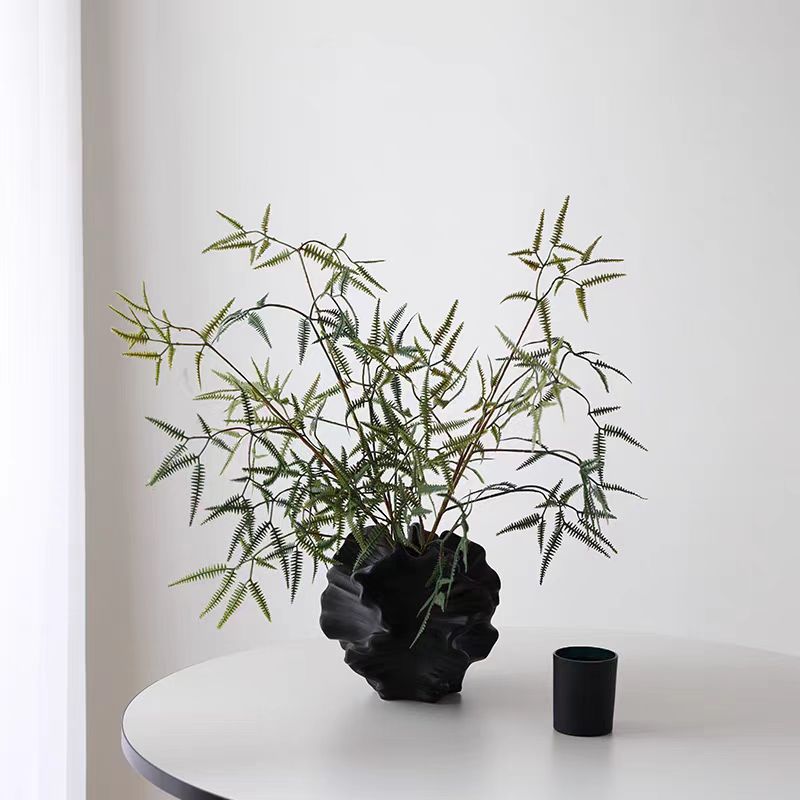 “Illusion” Matte Ceramic Vase — Wabi-Sabi Form in Black or White