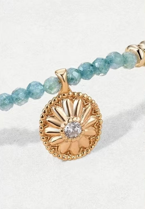 Satori Tides — Blue Zircon & Pearl Gold-Plated Sterling Silver Necklace