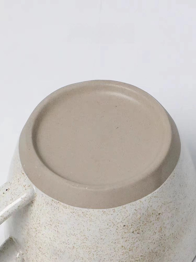 Vintage Light Gray Ceramic Coffee Cup & Saucer Set