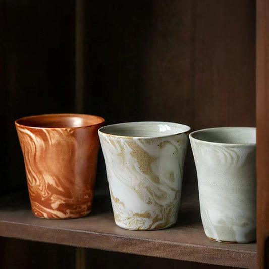 Handcrafted “Drifting Clouds” Swirl Ceramic Tumbler — Three Colors