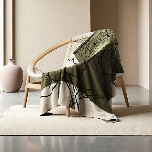 Cotton Throw with Begonia Pattern