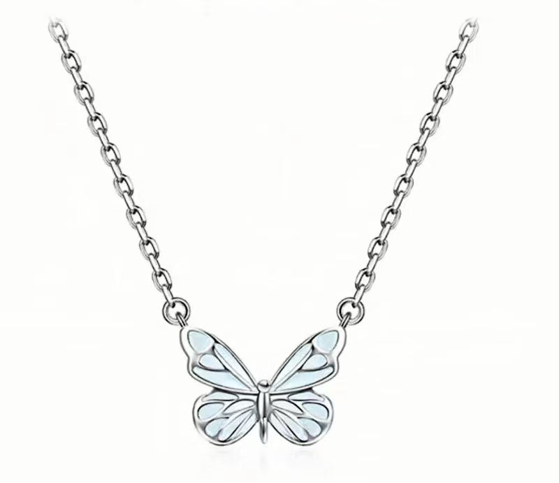 Satori “New Beginnings” Glow Enamel Butterfly Necklace — 925 Sterling Silver